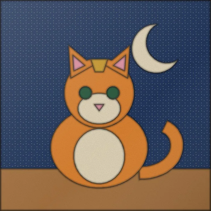 Desenho de gato finalizado em tecido