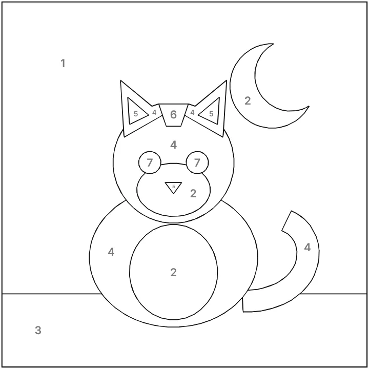 Molde numerado de um gato