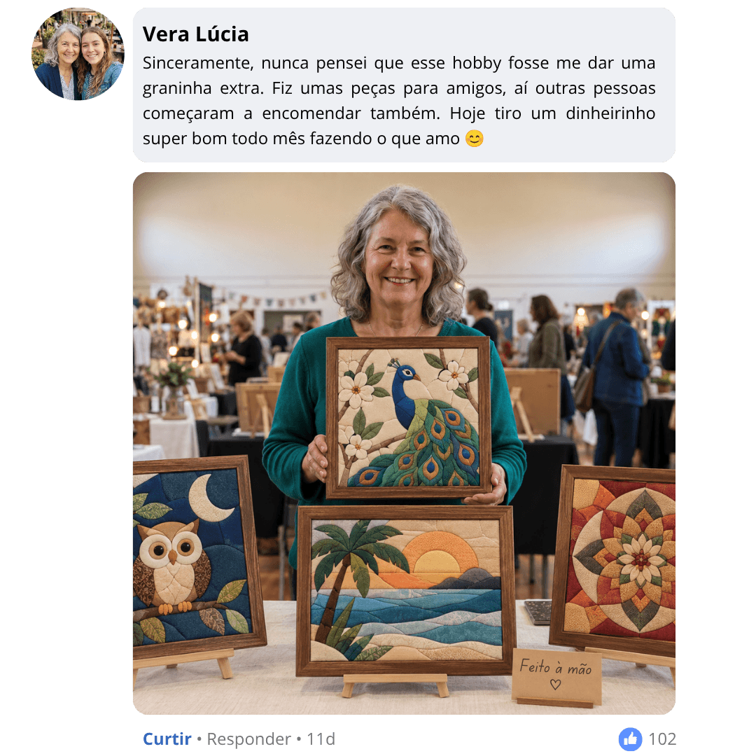 Publicação de Vera Lúcia sobre sua experiência com Kinusaiga, com foto do trabalho
